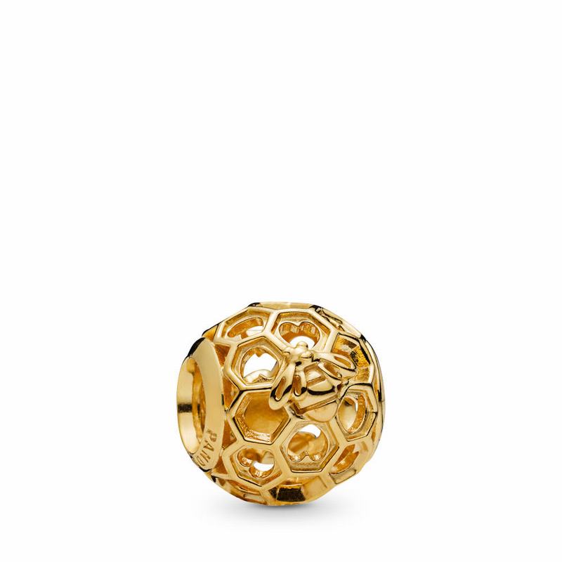 Pandora Shine™ Honeybee Charm Ireland - 18ct Gold Plated/Enamel/Black - 054827RTE